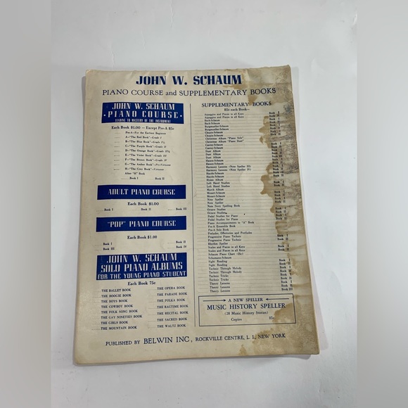Vintage Piano Music Sheet Book Christmas 1945 John Schaum Belwin USA - Picture 2 of 7